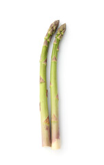 Fresh raw asparagus spears isolated on white, top view