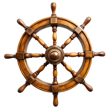 Ancient ship steering wheel PNG &ndash; isolated on transparent background