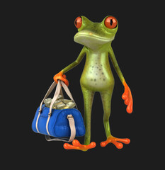 Fun 3D cartoon frog with money