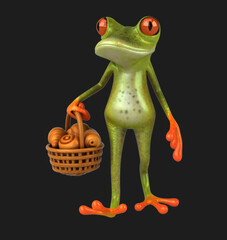 Fun 3D cartoon frog with pastries