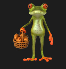Fun 3D cartoon frog with pastries