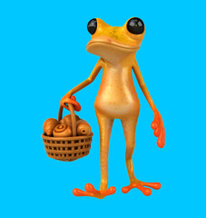 Fun 3D cartoon frog with pastries