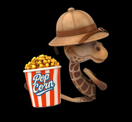 Fun 3D cartoon giraffe with popcorn