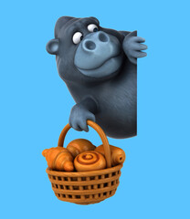 Fun 3D cartoon gorilla with pastries