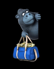Fun 3D cartoon gorilla with money