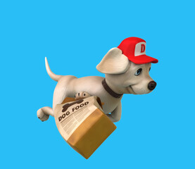 Fun 3D cartoon dog with dog food