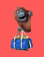 Fun 3D cartoon orang outan with money