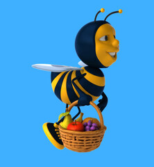 Fun 3D cartoon bee with fruits