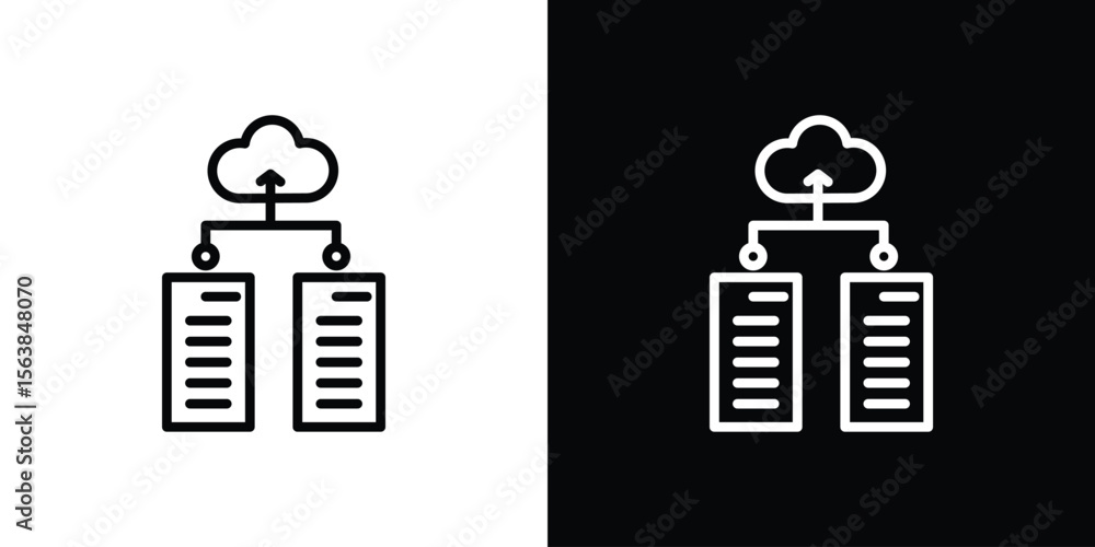 Poster data center icon for website, vector design template elegant style