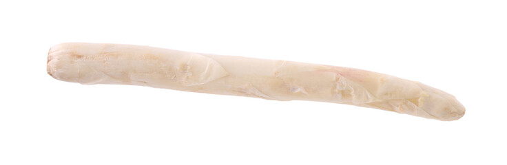 One raw asparagus spear isolated on white