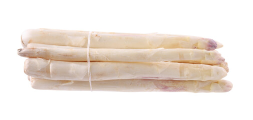 Bunch of raw asparagus spears isolated on white