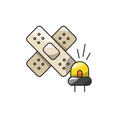 Smart Bandage Icon, LED Wound Monitoring Medical.