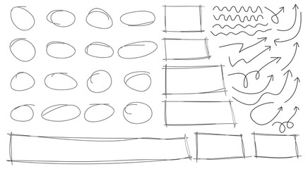  Hand-drawn sketch elements including arrows, rectangles, ellipses, and abstract annotations—perfect for presenting concepts, notes, and creative diagram layouts.