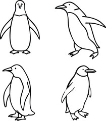 four types of ad lie penguin line arts