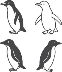 Naklejka premium four types of ad lie penguin line arts
