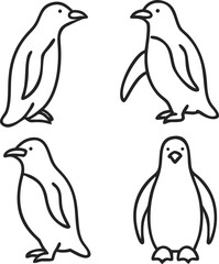 four types of ad lie penguin line arts