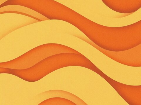 Abstract Orange and Yellow Waves  A Dynamic Paper Cut Design of Interlocking Curves and Rhythmic Layers