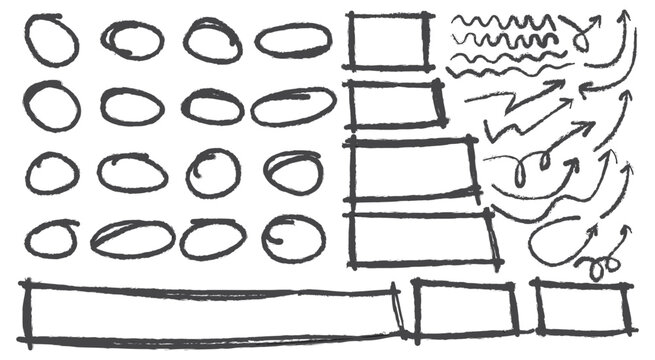  Freehand outlined visual tools with arrows, ovals, and frames—ideal for explainer content, flowcharts, creative mapping, and highlighting key elements in presentations.