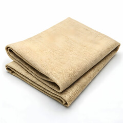 A neatly folded piece of coarse burlap fabric natural, rustic, breathable, perfect for crafts,