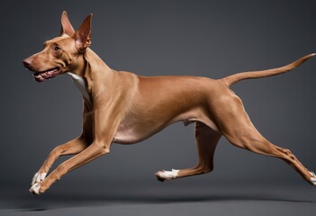 pharaon hound dog isolated on grey neutral studio background, lovely pet, adorable doggy, hound 2