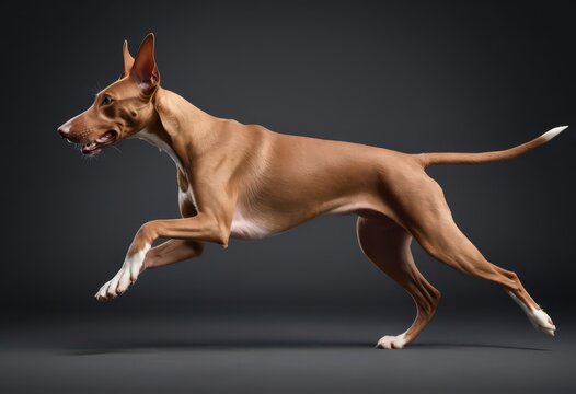 pharaon hound dog isolated on grey neutral studio background, lovely pet, adorable doggy, hound 3