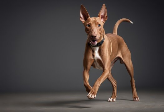 pharaon hound dog isolated on grey neutral studio background, lovely pet, adorable doggy, hound 6