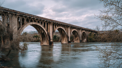 Railroad Bridge with Repeating Arches: Side Perspective