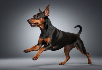 pinscher dog isolated on black neutral studio background touy, adorable pet, lovely doggy 8