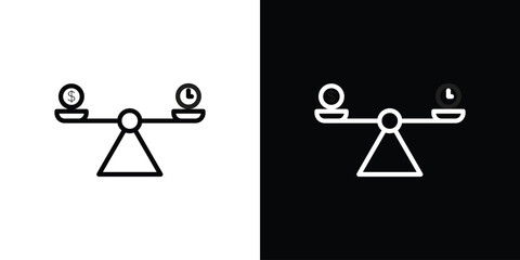 Time and money compare scale icon for website, vector design template elegant style