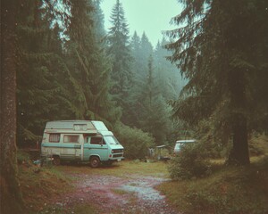 Obraz premium forest_landscape_in_retro_analog_color_gradin