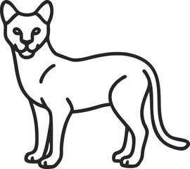 african golden cat line arts with white background 