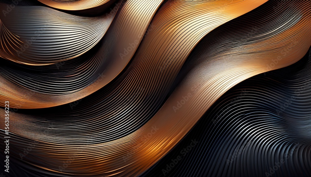 Poster abstract metallic lines create modern pattern and sleek aesthetic graphic design