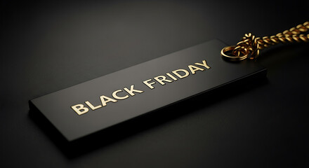 Black Friday tag with gold chain luxury