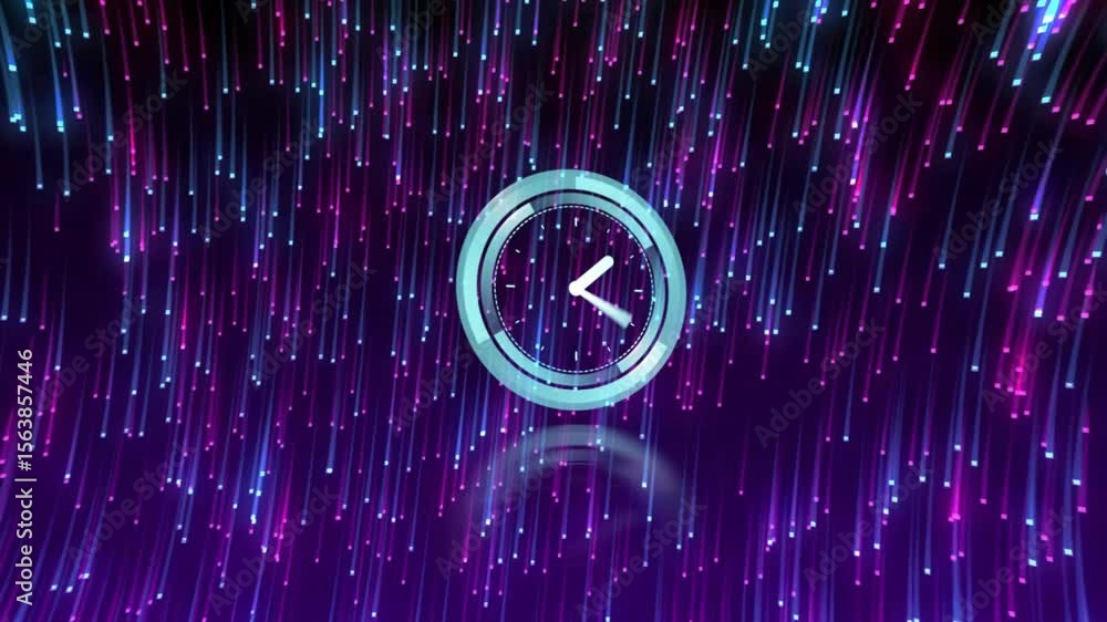 Aufkleber darkness fading neon streaks falling as dial appearing rotating hands marking time dissolving