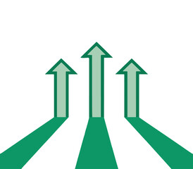 Green Upward Arrow Icon Representing Business Growth and Positive Trend &ndash; Vector Illustration