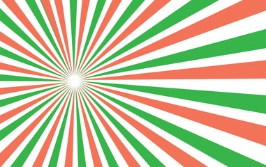 Abstract rays green and red christmas background.