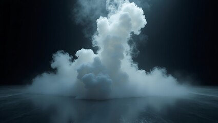 Dense white smoke billows dramatically billowing low angle