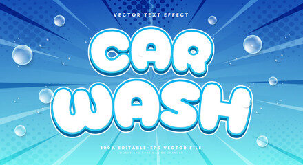 Car wash 3d editable text effect template Suitable for Bubble theme