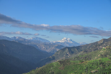 Fototapeta premium mountain, mountains, algeria, africa, landscape, nature, sky, panorama, outdoor, peak, hill, background, scenery, view, travel, rock, forest, valley, beautiful, hiking, adventure, scenic, tourism.