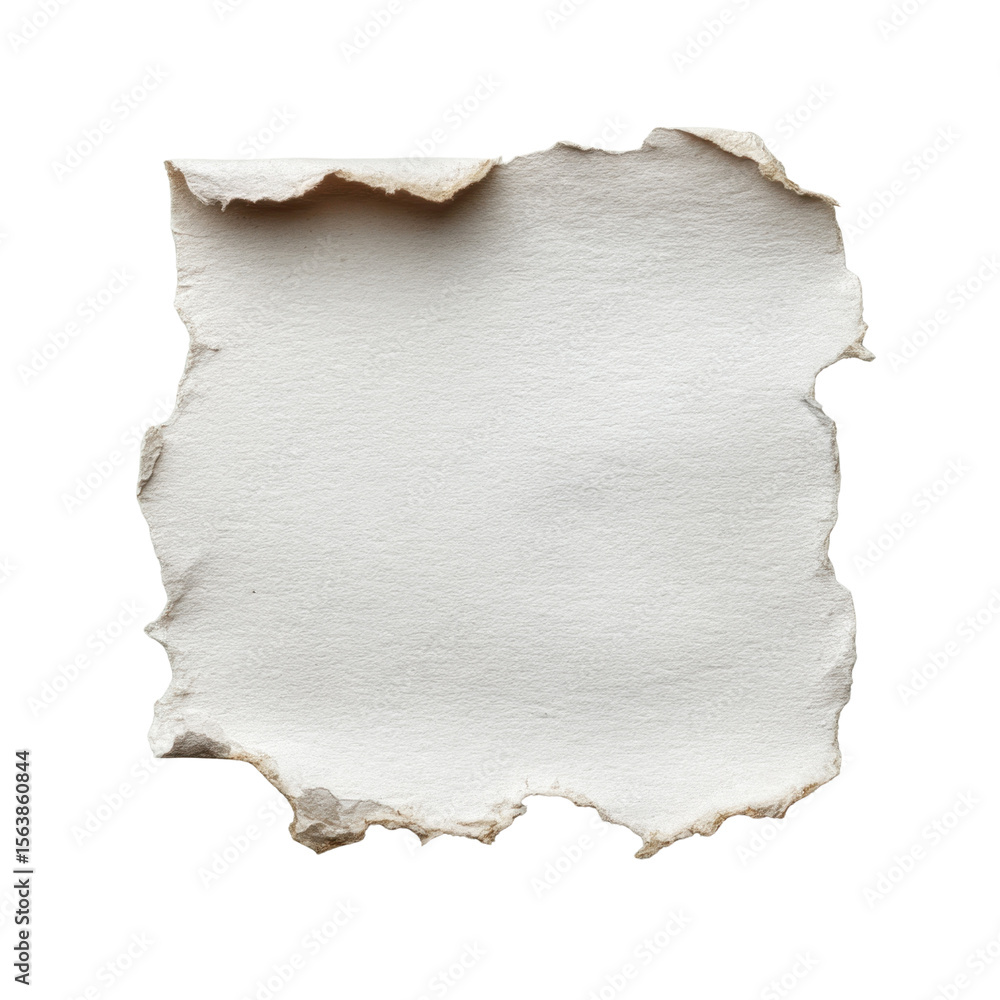 Poster textured paper with torn edges on white background for creative art and design projects transparent 