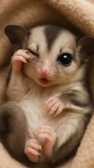 Fototapeta premium Adorable baby sugar glider winking.