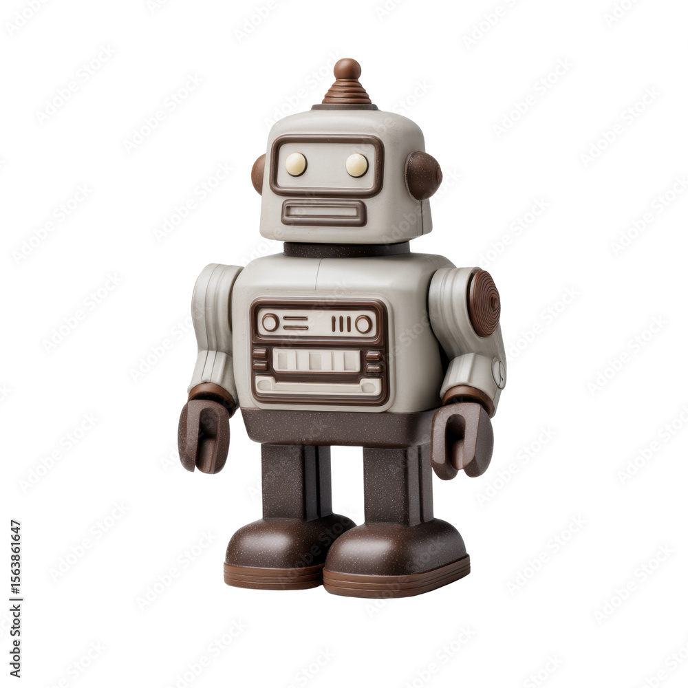 Poster vintage style robot toy with retro design and playful features ideal for nostalgic collectors and ch