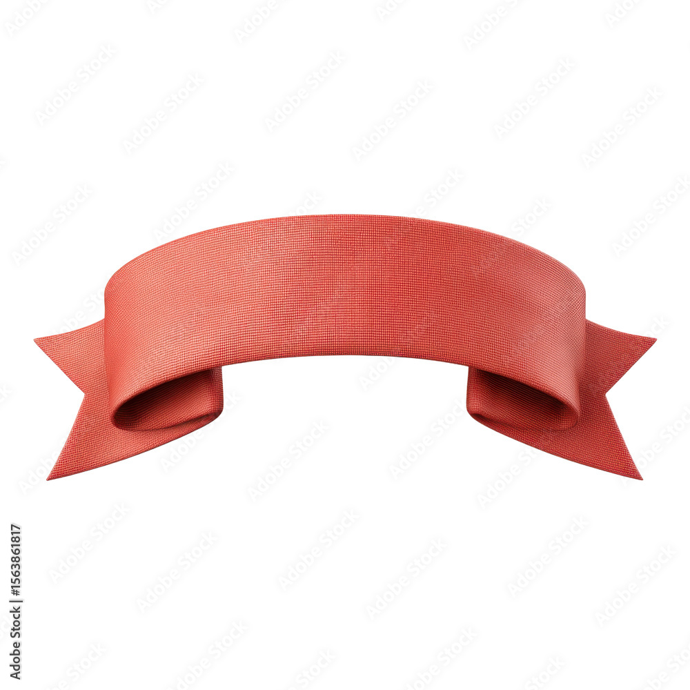 Poster elegant red ribbon banner with curved edges for decorative use in various design projects transparen