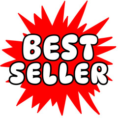 red and white best seller label, sale tag for decorate on advertisement or product, promotion label