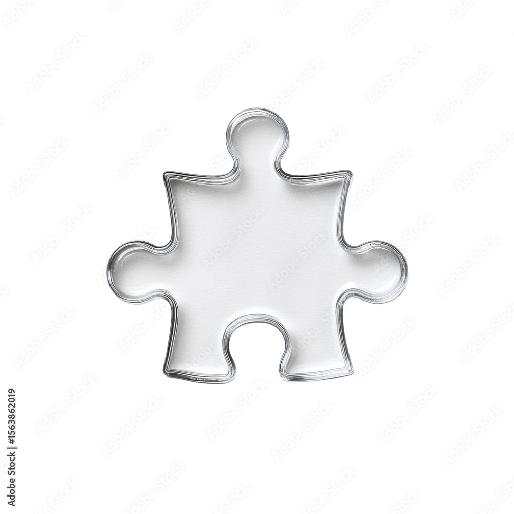 Poster single piece of white puzzle design isolated on simple background for conceptual representation of p