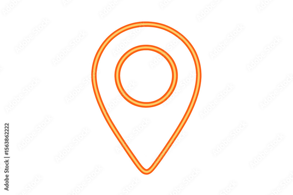 Poster bright neon orange location pin icon with a transparent background, symbolizing navigation, mapping,