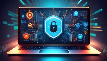 cyber security concept on a laptop screen
