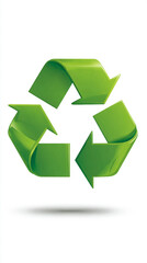 Simple green recycle icon on a clean blank background with caption space on the side. Minimalist eco-friendly symbol for sustainability and environmental awareness.

