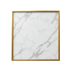 Elegant square frame with a marble background and gold border for modern interior design and art display purposes Transparent background or PNG