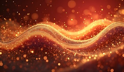 Golden Glitter Wave with Bokeh Light Background